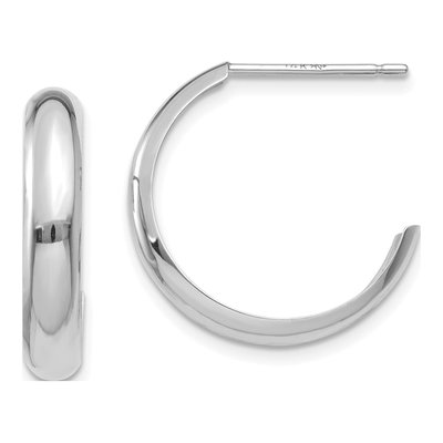14K White Gold 17mm J- Hoop Earrings