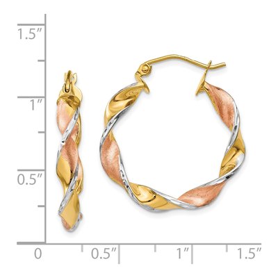 14K Yellow Gold 19mm Twisted Hoop Earrings – view 5