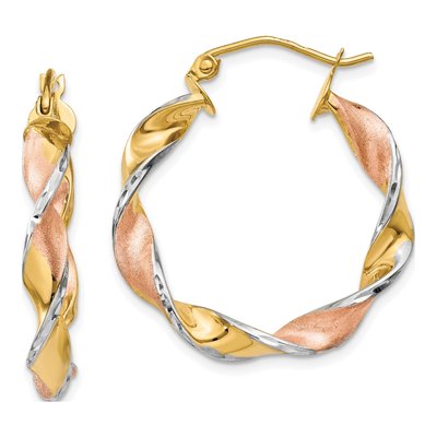 14K Yellow Gold 19mm Twisted Hoop Earrings