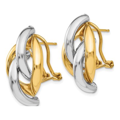 14K Two-Tone Gold Swirl Button Stud Earrings – view 3