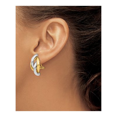 14K Two-Tone Gold Swirl Button Stud Earrings – view 4