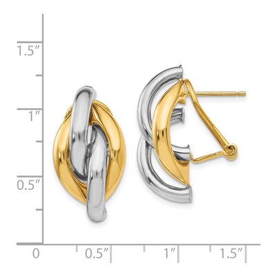 14K Two-Tone Gold Swirl Button Stud Earrings – view 5