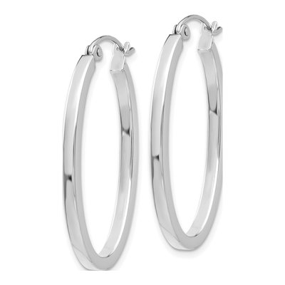 14K White Gold Oval Tube Hoop Earrings – view 3