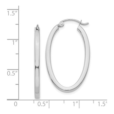 14K White Gold Oval Tube Hoop Earrings – view 5