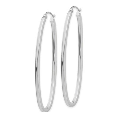 14K White Gold Large Oval Tube Hoop Earrings – view 3