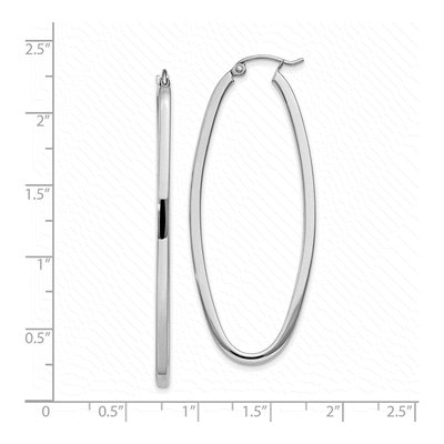 14K White Gold Large Oval Tube Hoop Earrings – view 5