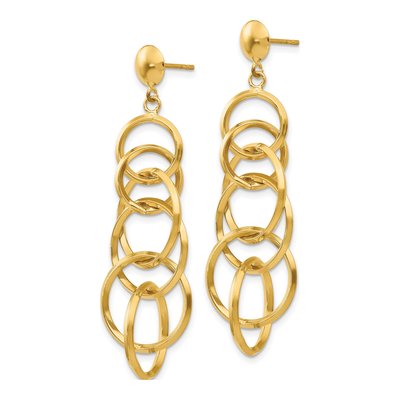 14K Yellow Gold Intertwined Circles Dangle Earrings – view 2