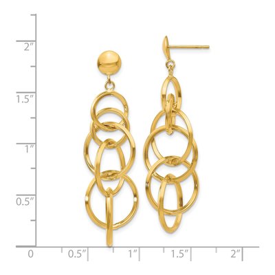 14K Yellow Gold Intertwined Circles Dangle Earrings – view 4