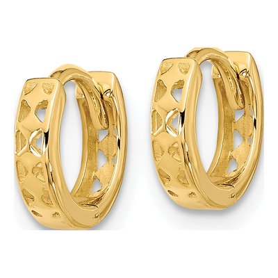 14K Yellow Gold 8mm Cut-Out Huggie Hoop Earrings – view 3