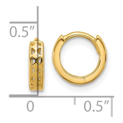 14K Yellow Gold 8mm Cut-Out Huggie Hoop Earrings – view 5