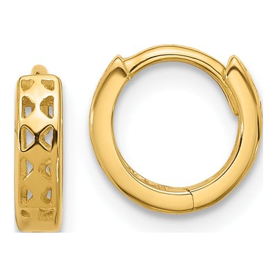 14K Yellow Gold 8mm Cut-Out Huggie Hoop Earrings