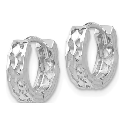 14K White Gold 8mm Cut-Out Huggie Hoop Earrings – view 3