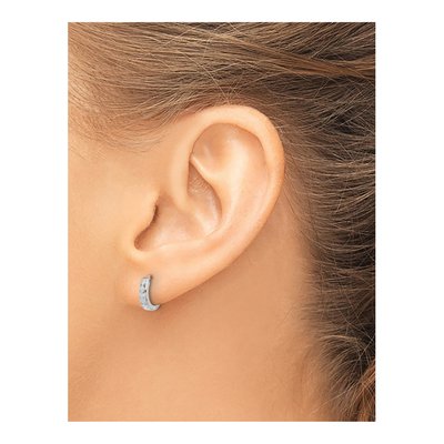 14K White Gold 8mm Cut-Out Huggie Hoop Earrings – view 4