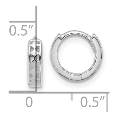 14K White Gold 8mm Cut-Out Huggie Hoop Earrings – view 5