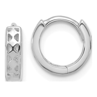 14K White Gold 8mm Cut-Out Huggie Hoop Earrings