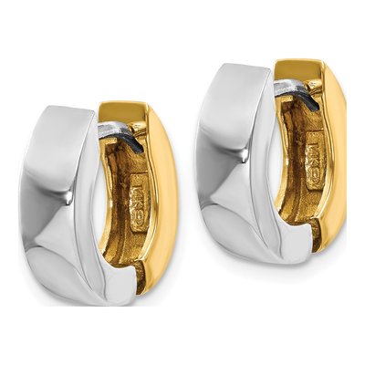 14K Two-Tone Gold 8mm Huggie Hoop Earrings – view 3