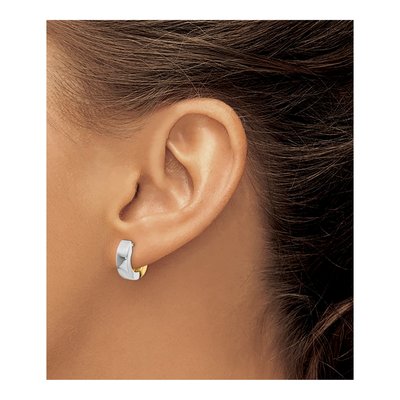 14K Two-Tone Gold 8mm Huggie Hoop Earrings – view 4