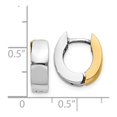 14K Two-Tone Gold 8mm Huggie Hoop Earrings – view 5