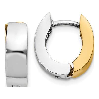 14K Two-Tone Gold 8mm Huggie Hoop Earrings