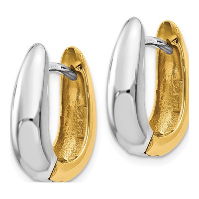 14K Two-Tone Gold 8mm U-Shaped Huggie Hoop Earrings – view 3