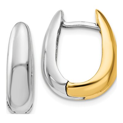 14K Two-Tone Gold 8mm U-Shaped Huggie Hoop Earrings