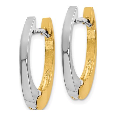 14K Two-Tone Gold 10mm V-Shaped Huggie Hoop Earrings – view 3