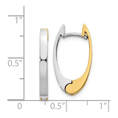 14K Two-Tone Gold 10mm V-Shaped Huggie Hoop Earrings – view 5
