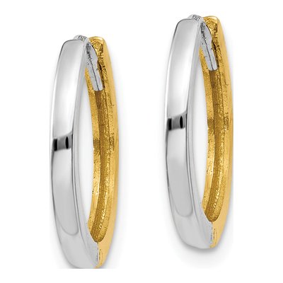 14K Two-Tone Gold 11mm Round Huggie Hoop Earrings – view 3