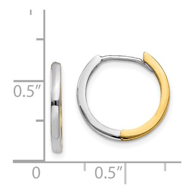14K Two-Tone Gold 11mm Round Huggie Hoop Earrings – view 5