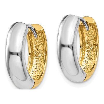 14K Two-Tone Gold 11mm Huggie Hoop Earrings – view 3