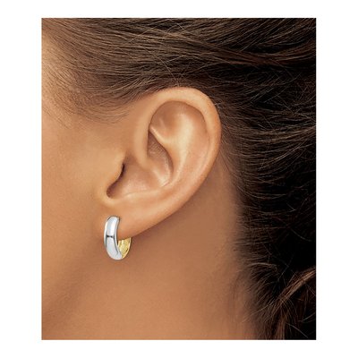 14K Two-Tone Gold 11mm Huggie Hoop Earrings – view 4