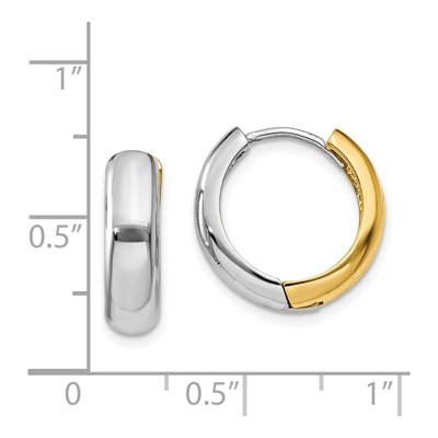 14K Two-Tone Gold 11mm Huggie Hoop Earrings – view 5