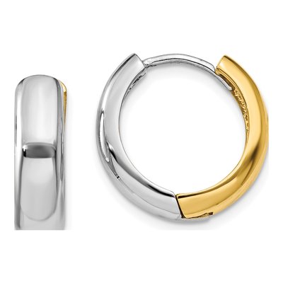 14K Two-Tone Gold 11mm Huggie Hoop Earrings