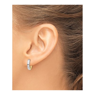 14K Two-Tone Gold 11mm Round Huggie Hoop Earrings – view 3