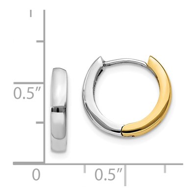 14K Two-Tone Gold 11mm Round Huggie Hoop Earrings – view 4