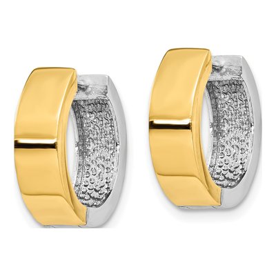 14K Two-Tone Gold 11mm Round Huggie Hoop Earrings – view 3