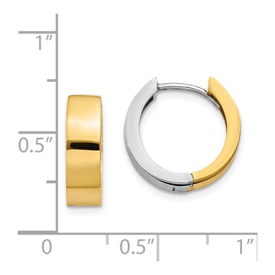 14K Two-Tone Gold 11mm Round Huggie Hoop Earrings – view 5