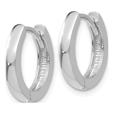 14K White Gold 14mm Round Huggie Hoop Earrings – view 3