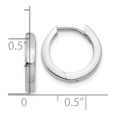 14K White Gold 14mm Round Huggie Hoop Earrings – view 5