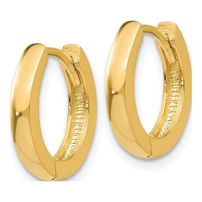 14K Yellow Gold 14mm Round Huggie Hoop Earrings – view 3