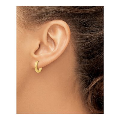 14K Yellow Gold 14mm Round Huggie Hoop Earrings – view 4