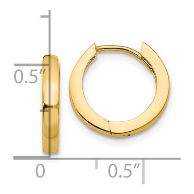 14K Yellow Gold 14mm Round Huggie Hoop Earrings – view 5