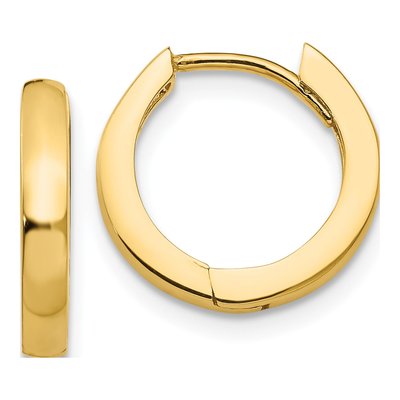 14K Yellow Gold 14mm Round Huggie Hoop Earrings