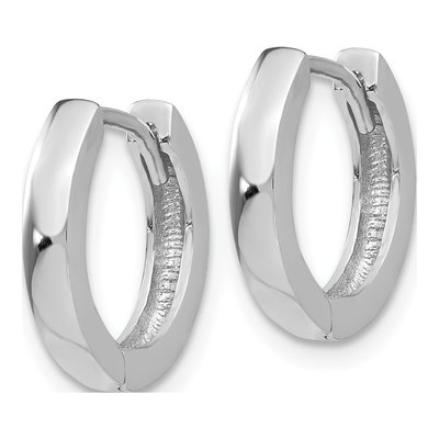 14K White Gold 14mm Huggie Hoop Earrings – view 3