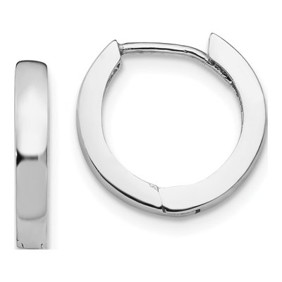 14K White Gold 14mm Huggie Hoop Earrings