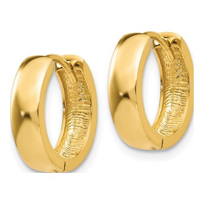 14K Yellow Gold 14mm Huggie Hoop Earrings – view 3