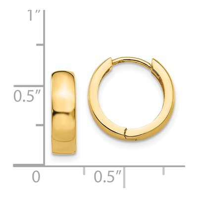 14K Yellow Gold 14mm Huggie Hoop Earrings – view 5