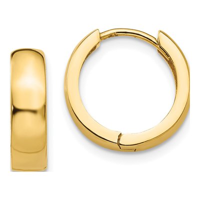14K Yellow Gold 14mm Huggie Hoop Earrings