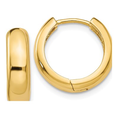 14K Yellow Gold 15mm Huggie Hoop Earrings