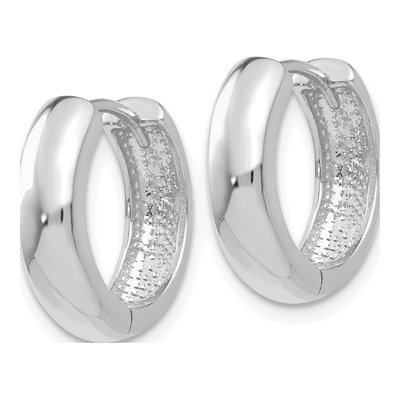 14K White Gold 15mm Round Huggie Hoop Earrings – view 2